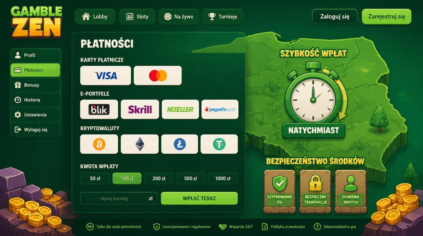 ikony metod wpłat, zegar i Polska w tle